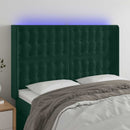 vidaXL sötétzöld bársony LED-es fejtámla 147x16x118/128 cm