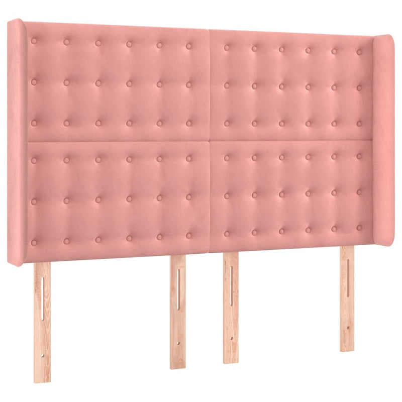 vidaXL rózsaszín bársony LED-es fejtámla 147x16x118/128 cm