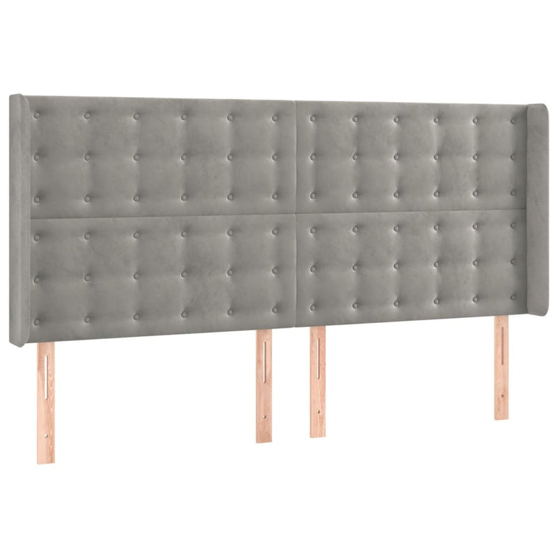 vidaXL világosszürke bársony LED-es fejtámla 163x16x118/128 cm