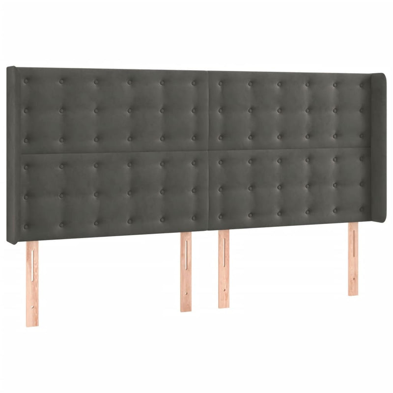 vidaXL sötétszürke bársony LED-es fejtámla 163x16x118/128 cm