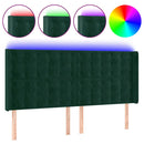 vidaXL sötétzöld bársony LED-es fejtámla 163x16x118/128 cm