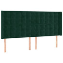 vidaXL sötétzöld bársony LED-es fejtámla 163x16x118/128 cm