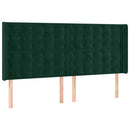 vidaXL sötétzöld bársony LED-es fejtámla 183x16x118/128 cm