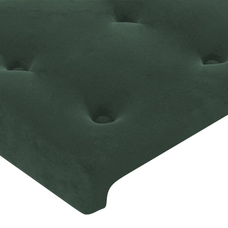 vidaXL sötétzöld bársony LED-es fejtámla 183x16x118/128 cm
