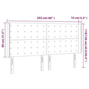 vidaXL sötétszürke bársony LED-es fejtámla 203x16x118/128 cm