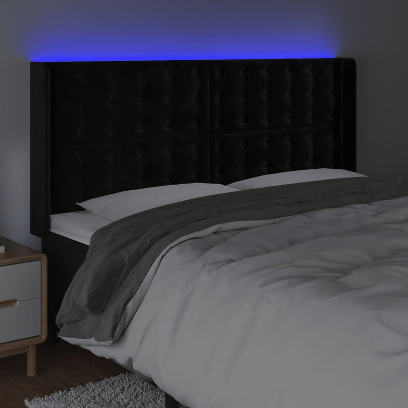 vidaXL fekete bársony LED-es fejtámla 203x16x118/128 cm