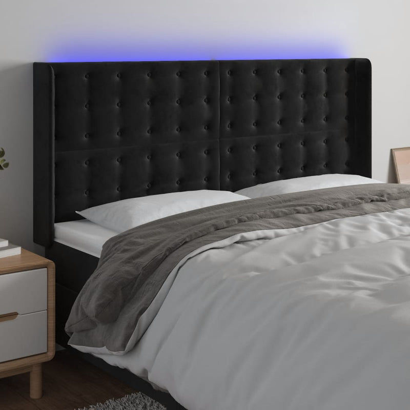 vidaXL fekete bársony LED-es fejtámla 203x16x118/128 cm