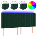 vidaXL sötétzöld bársony LED-es fejtámla 203x16x118/128 cm