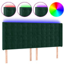 vidaXL sötétzöld bársony LED-es fejtámla 203x16x118/128 cm