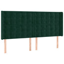 vidaXL sötétzöld bársony LED-es fejtámla 203x16x118/128 cm