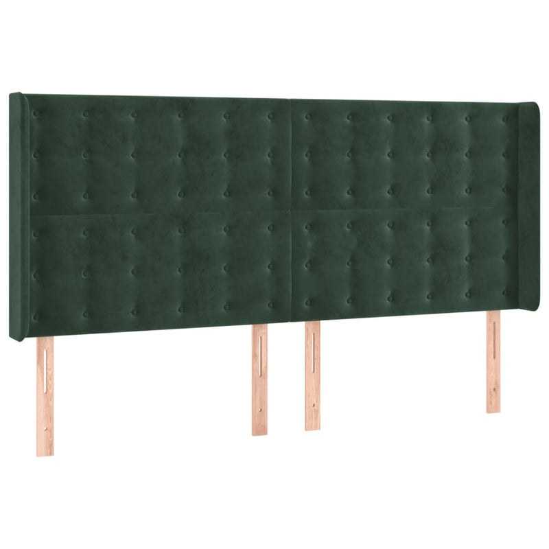 vidaXL sötétzöld bársony LED-es fejtámla 203x16x118/128 cm