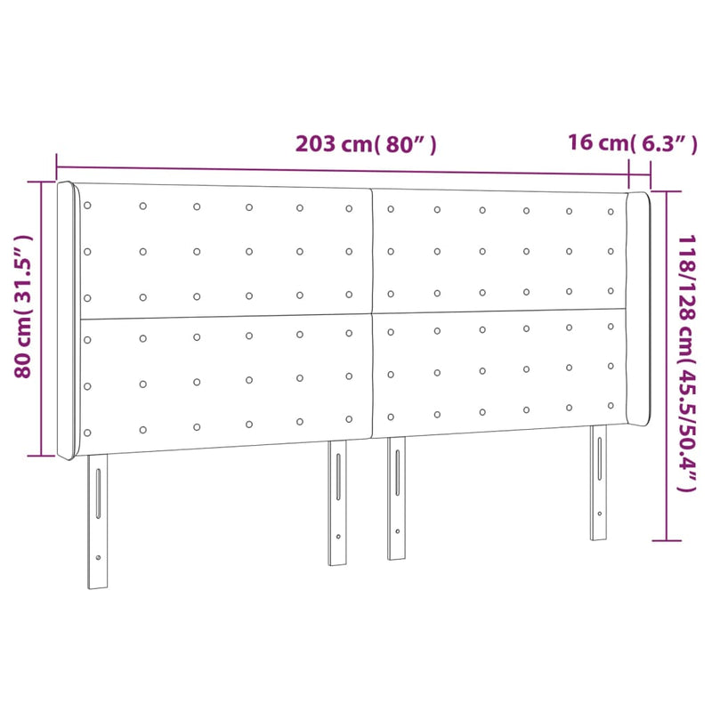 vidaXL sötétzöld bársony LED-es fejtámla 203x16x118/128 cm