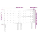 vidaXL sötétkék bársony LED-es fejtámla 203x16x118/128 cm