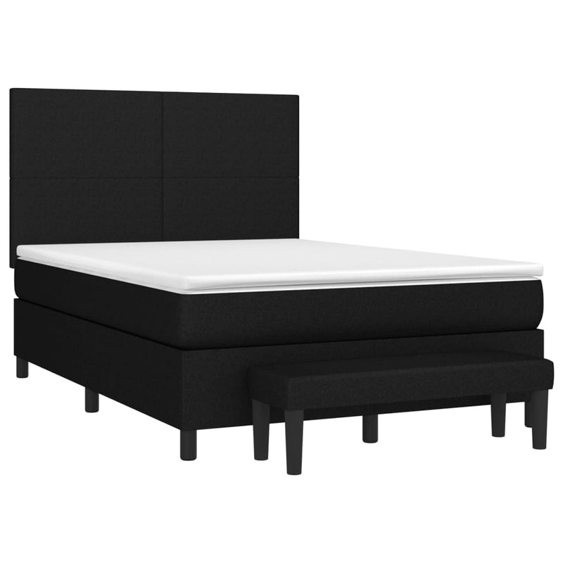 vidaXL fekete szövet rugós ágy matraccal 140 x 190 cm