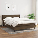 vidaXL sötétbarna szövet rugós ágy matraccal 140 x 190 cm