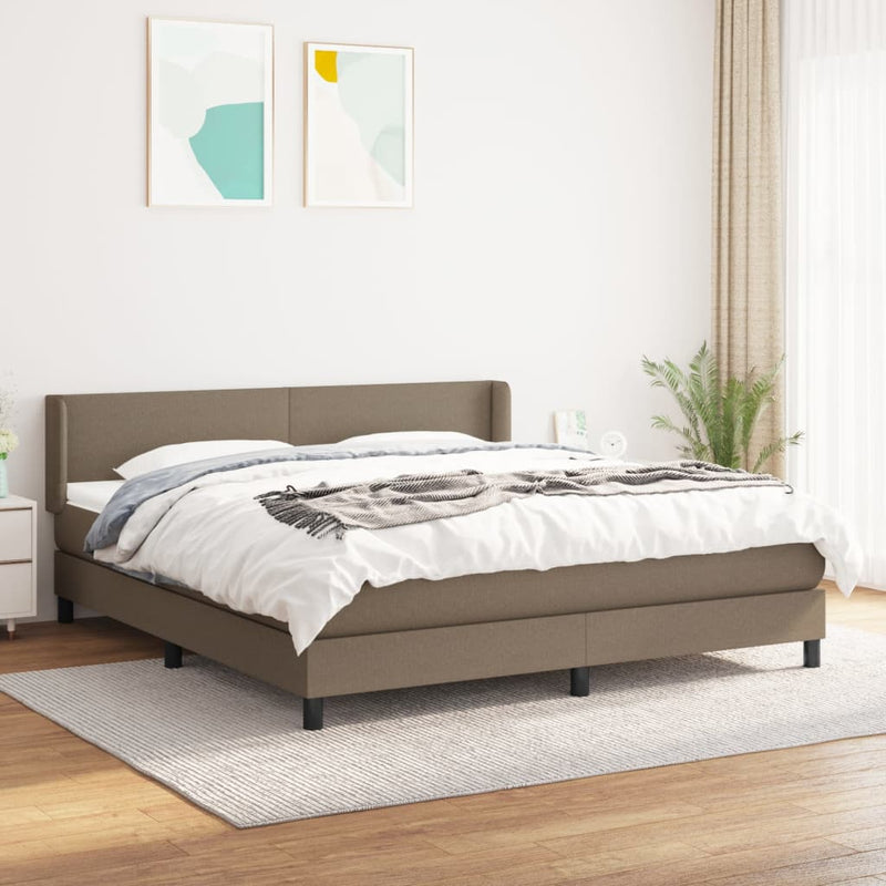 vidaXL tópszínű szövet rugós ágy matraccal 160 x 200 cm