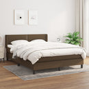 vidaXL sötétbarna szövet rugós ágy matraccal 140 x 190 cm