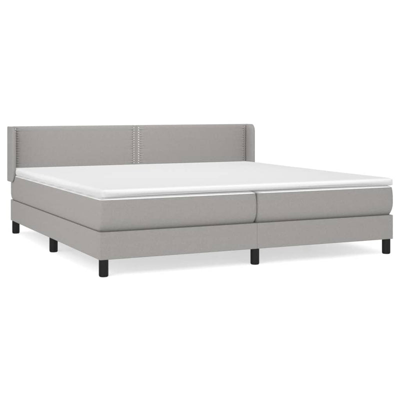 vidaXL világosszürke szövet rugós ágy matraccal 200 x 200 cm