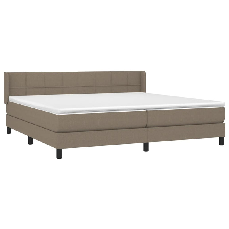 vidaXL tópszínű szövet rugós ágy matraccal 200 x 200 cm