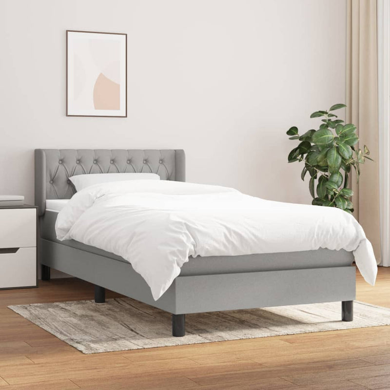 vidaXL világosszürke szövet rugós ágy matraccal 100 x 200 cm