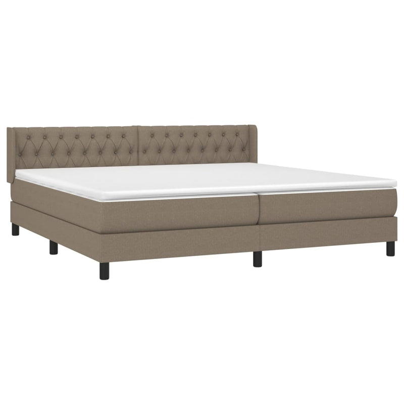 vidaXL tópszínű szövet rugós ágy matraccal 200 x 200 cm