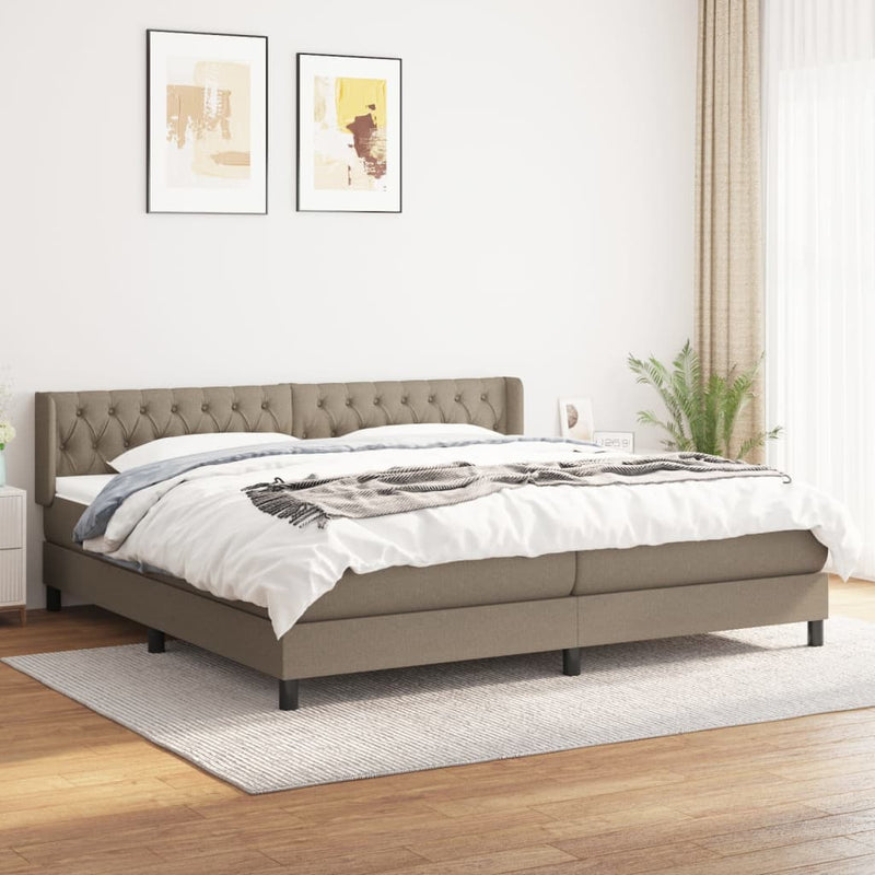 vidaXL tópszínű szövet rugós ágy matraccal 200 x 200 cm