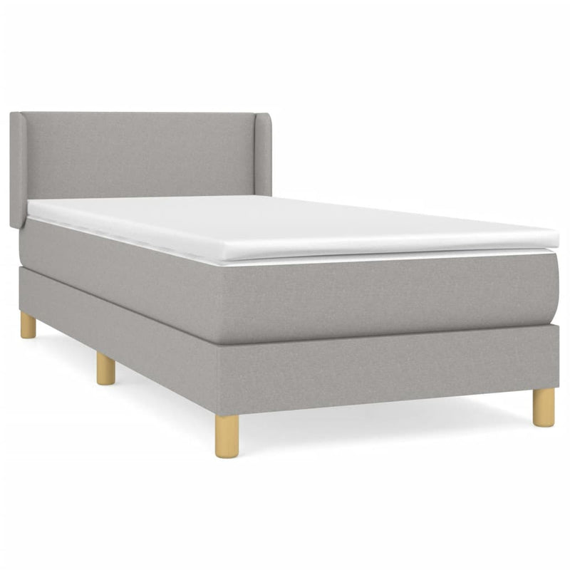 vidaXL világosszürke szövet rugós ágy matraccal 100 x 200 cm