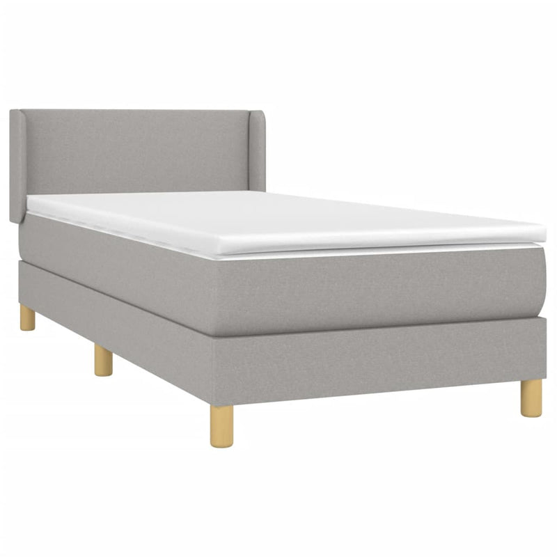 vidaXL világosszürke szövet rugós ágy matraccal 100 x 200 cm