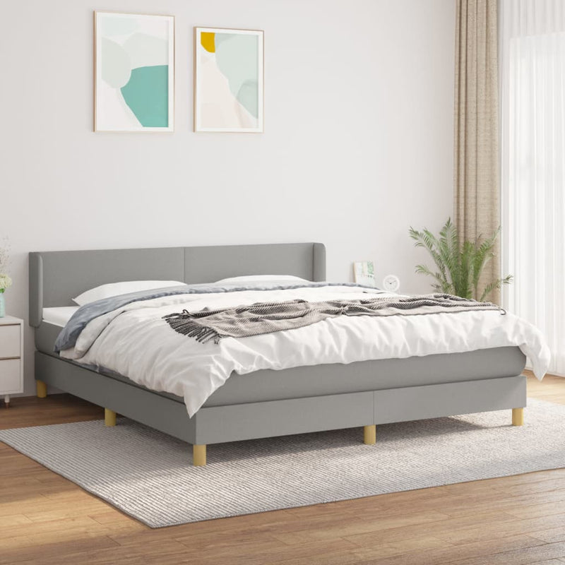 vidaXL világosszürke szövet rugós ágy matraccal 160 x 200 cm