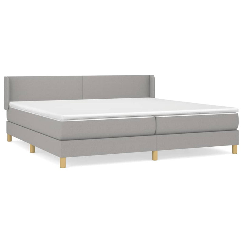 vidaXL világosszürke szövet rugós ágy matraccal 200 x 200 cm