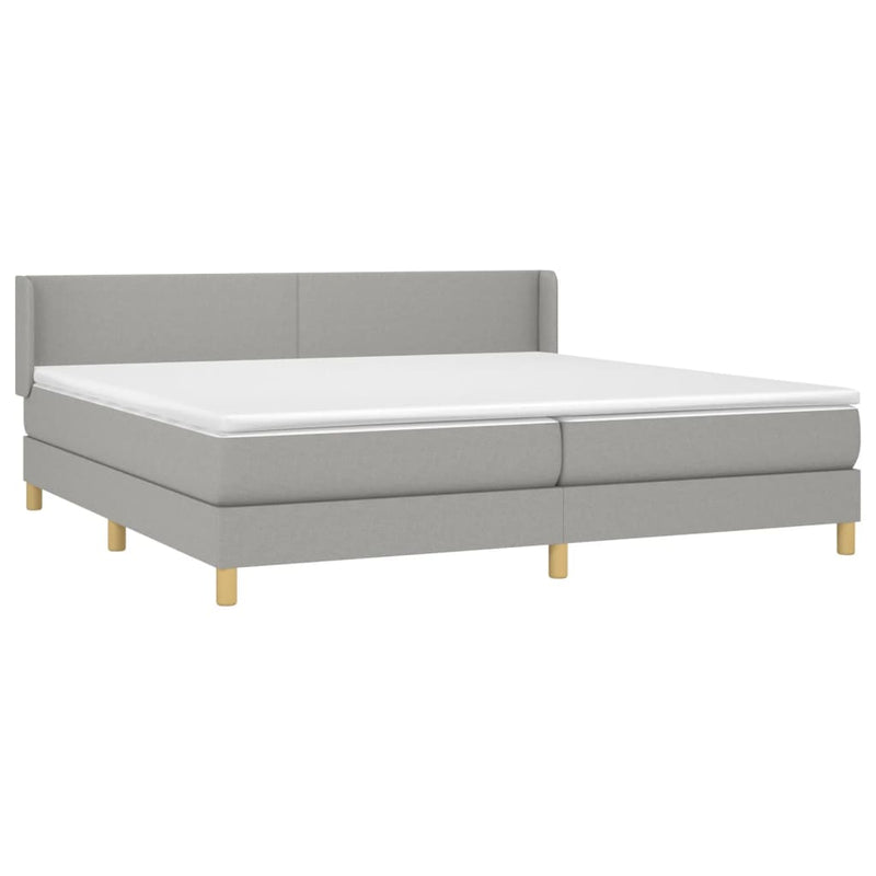 vidaXL világosszürke szövet rugós ágy matraccal 200 x 200 cm