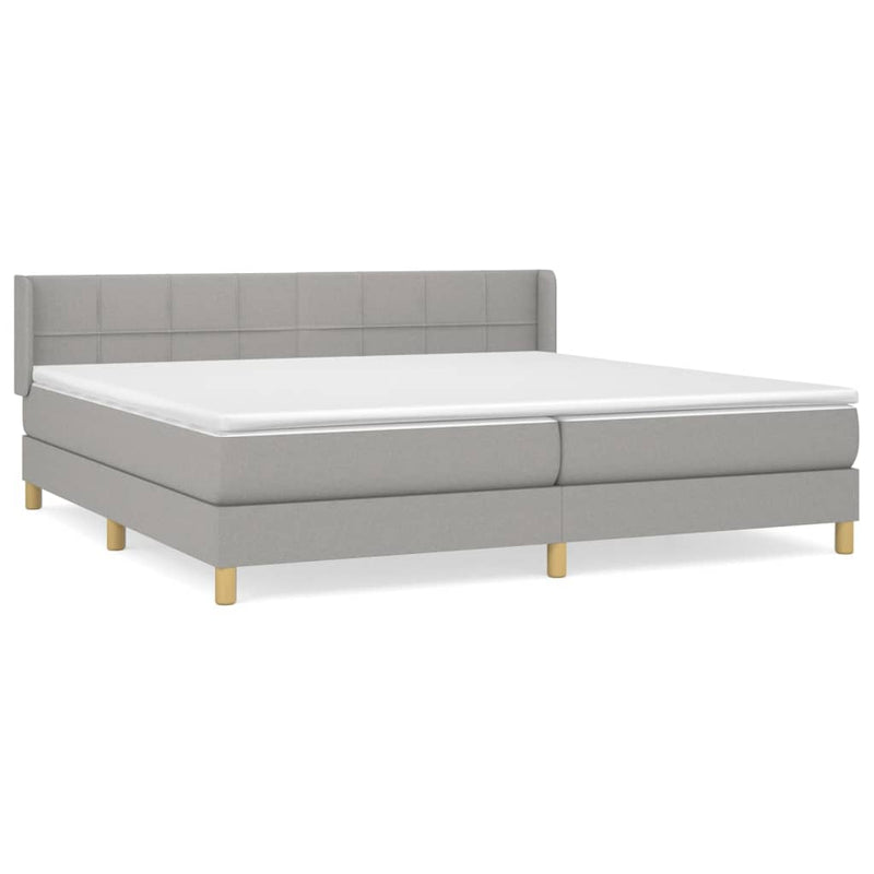vidaXL világosszürke szövet rugós ágy matraccal 200 x 200 cm