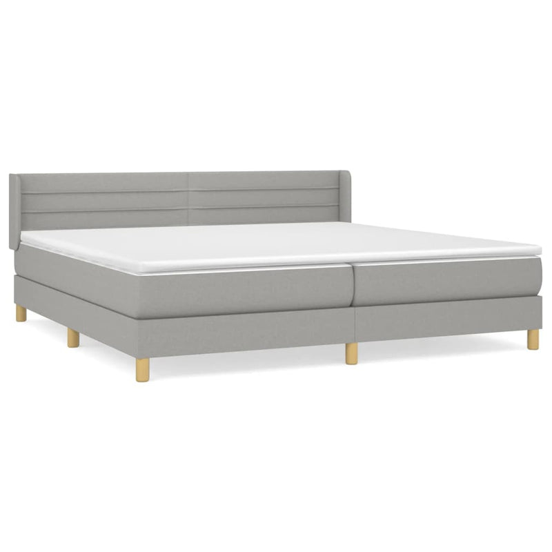 vidaXL világosszürke szövet rugós ágy matraccal 200 x 200 cm