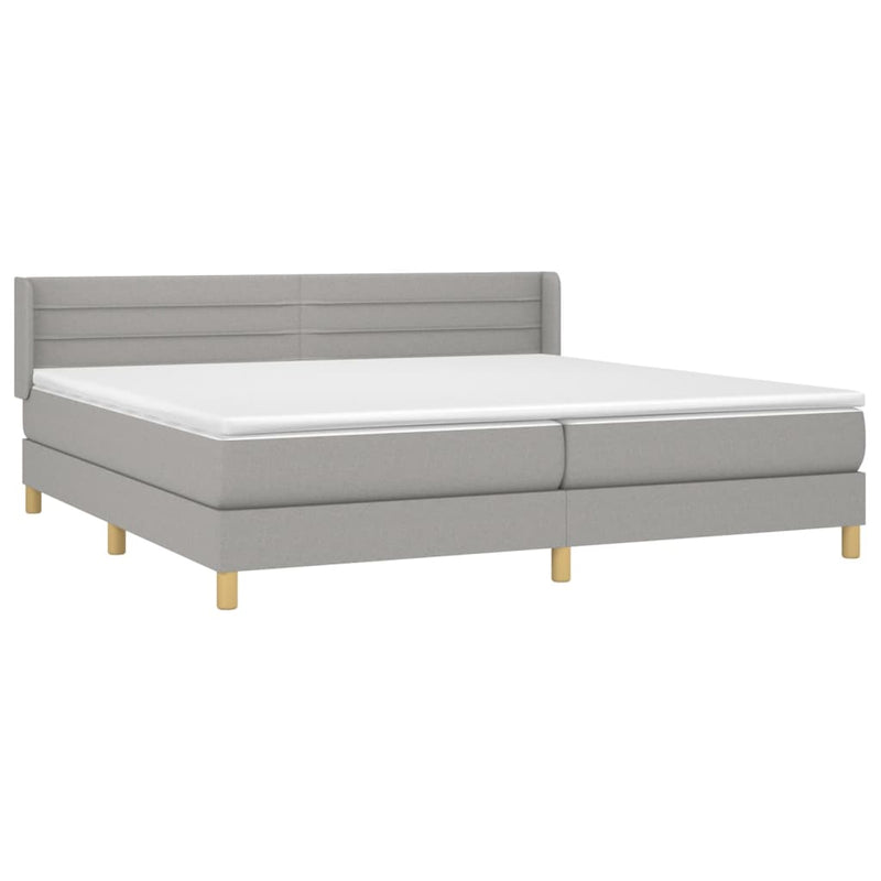 vidaXL világosszürke szövet rugós ágy matraccal 200 x 200 cm