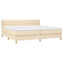vidaXL krémszínű szövet rugós ágy matraccal 200 x 200 cm