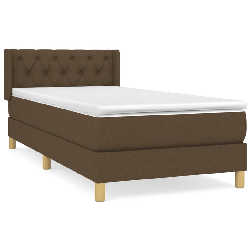 vidaXL sötétbarna szövet rugós ágy matraccal 80 x 200 cm