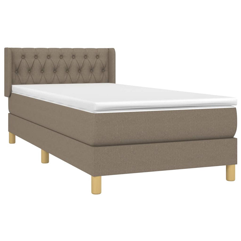 vidaXL tópszínű szövet rugós ágy matraccal 90 x 200 cm