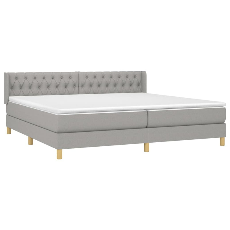 vidaXL világosszürke szövet rugós ágy matraccal 200 x 200 cm