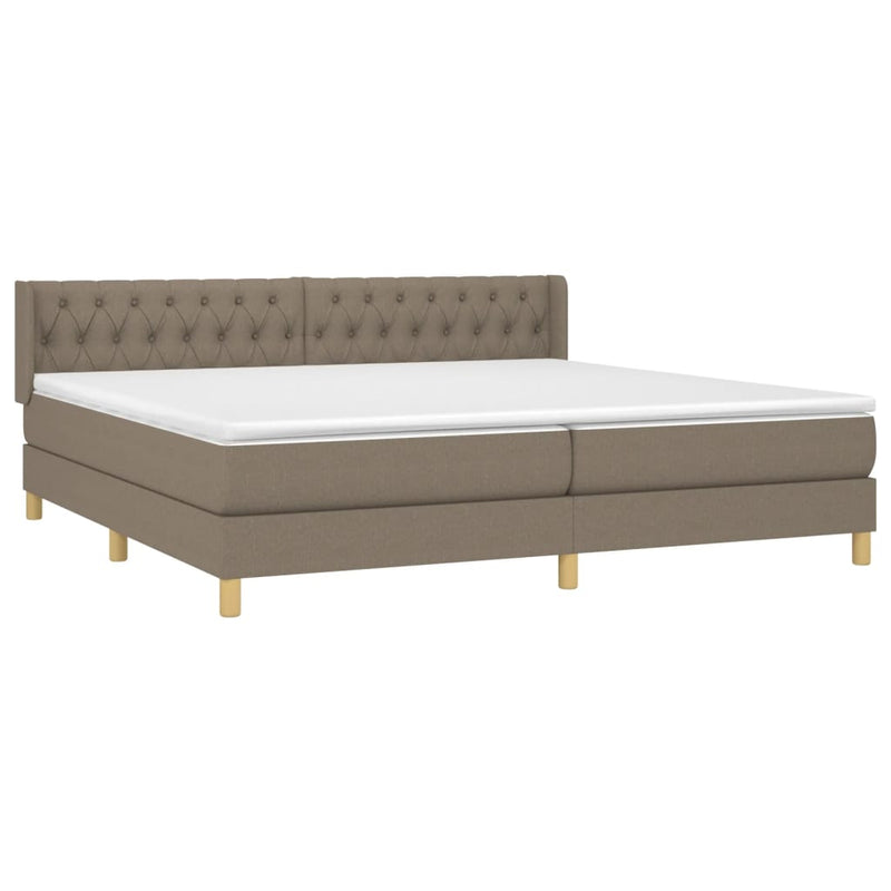 vidaXL tópszínű szövet rugós ágy matraccal 200 x 200 cm