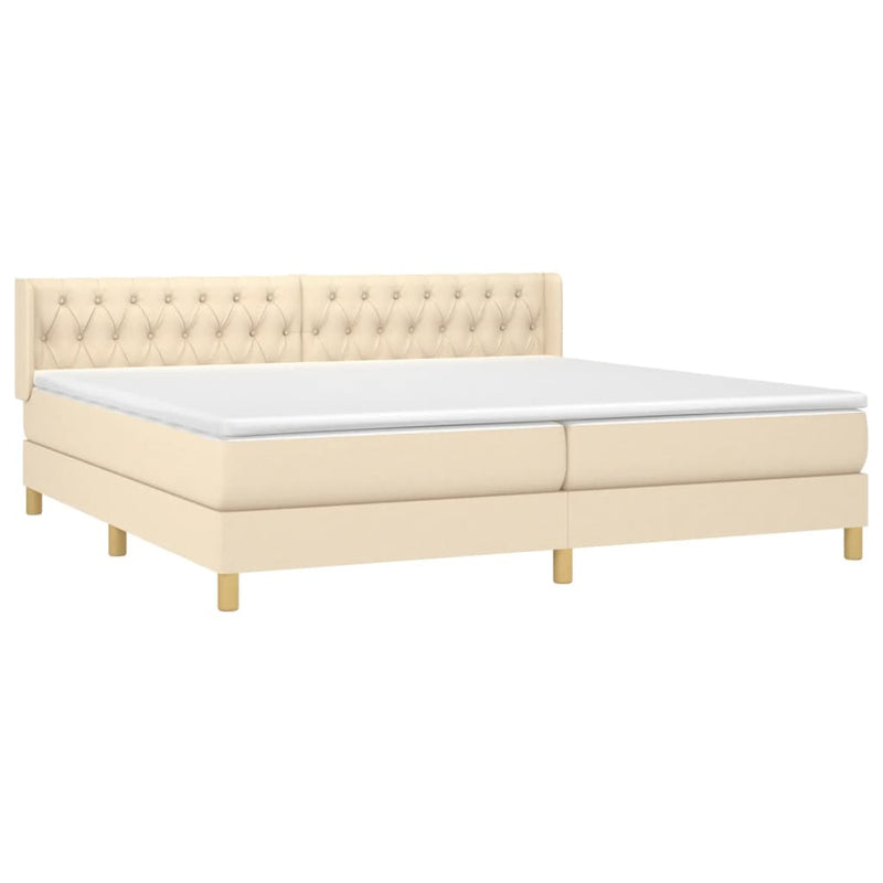 vidaXL krémszínű szövet rugós ágy matraccal 200 x 200 cm