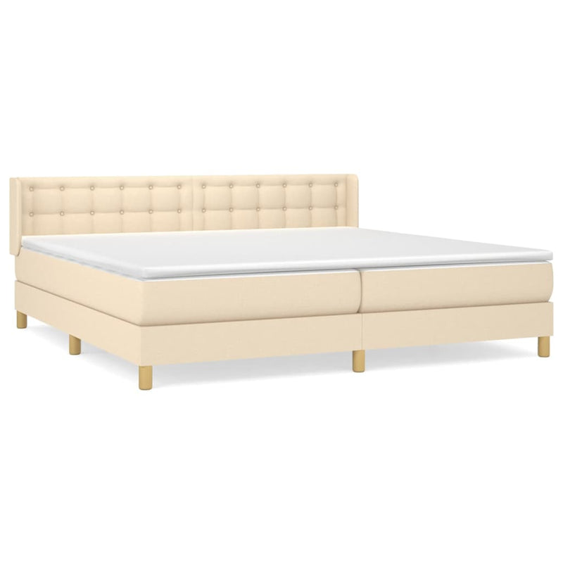 vidaXL krémszínű szövet rugós ágy matraccal 200 x 200 cm
