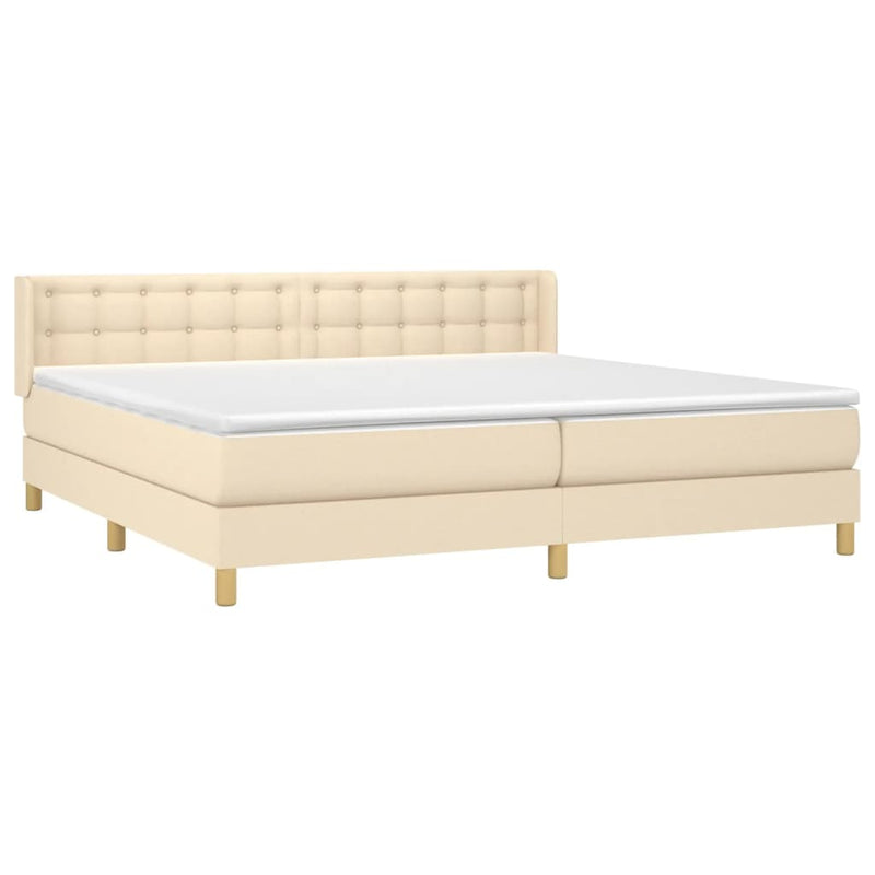 vidaXL krémszínű szövet rugós ágy matraccal 200 x 200 cm