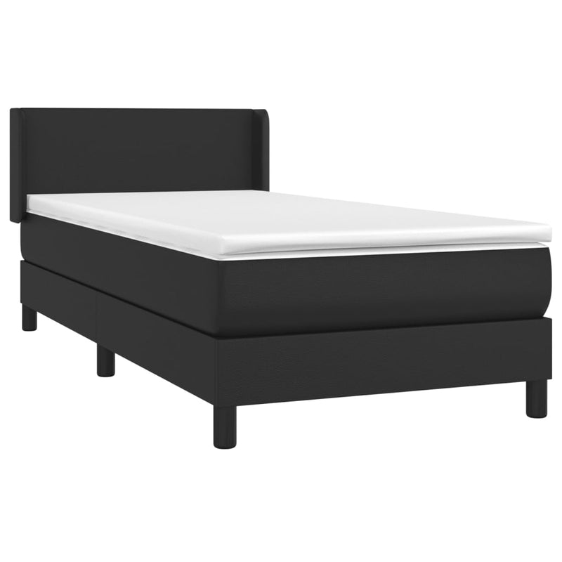 vidaXL fekete műbőr rugós ágy matraccal 80 x 200 cm