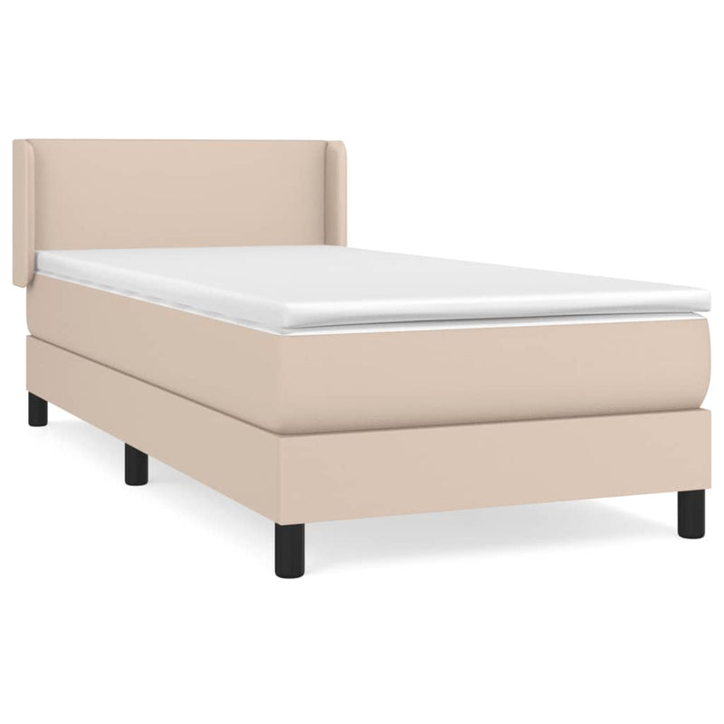 vidaXL cappuccino színű műbőr rugós ágy matraccal 80 x 200 cm
