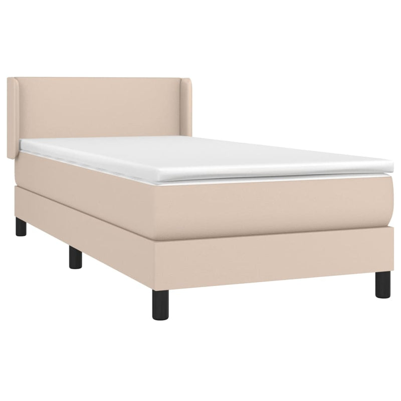vidaXL cappuccino színű műbőr rugós ágy matraccal 80 x 200 cm