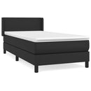 vidaXL fekete műbőr rugós ágy matraccal 90 x 200 cm