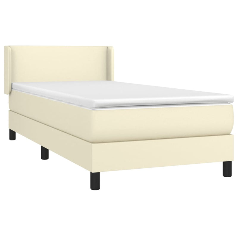vidaXL krémszínű műbőr rugós ágy matraccal 90 x 200 cm