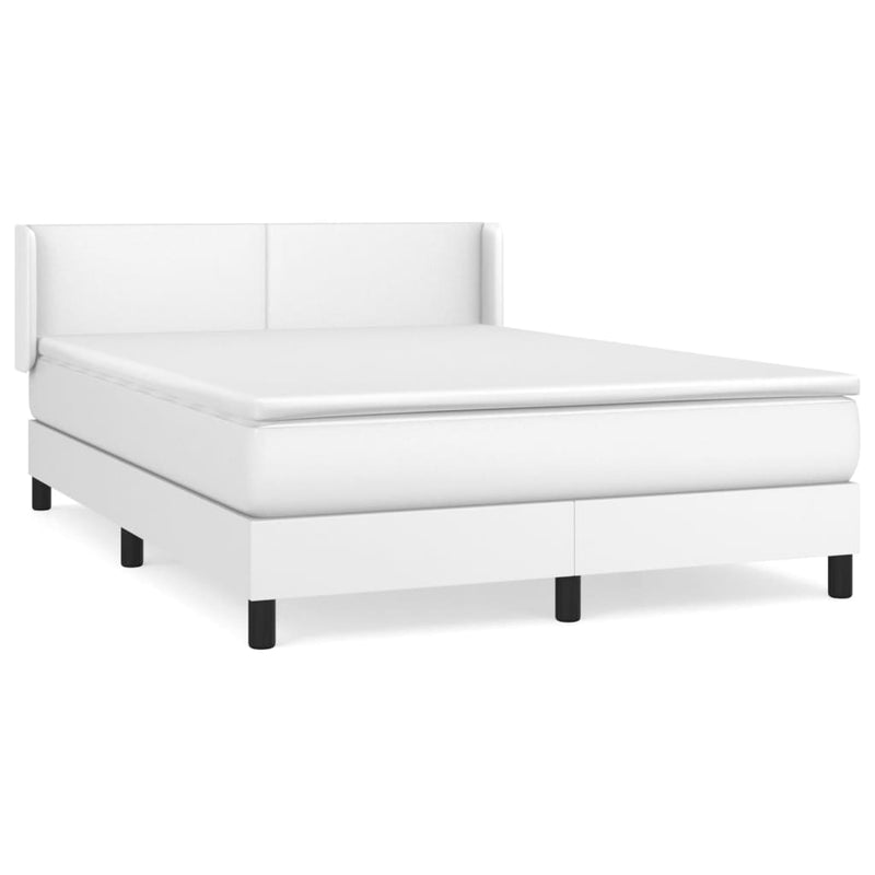 vidaXL fehér műbőr rugós ágy matraccal 140x190 cm