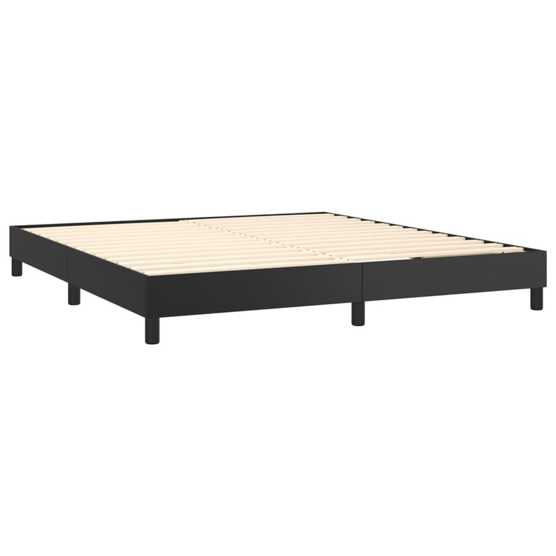 vidaXL fekete műbőr rugós ágy matraccal 180 x 200 cm
