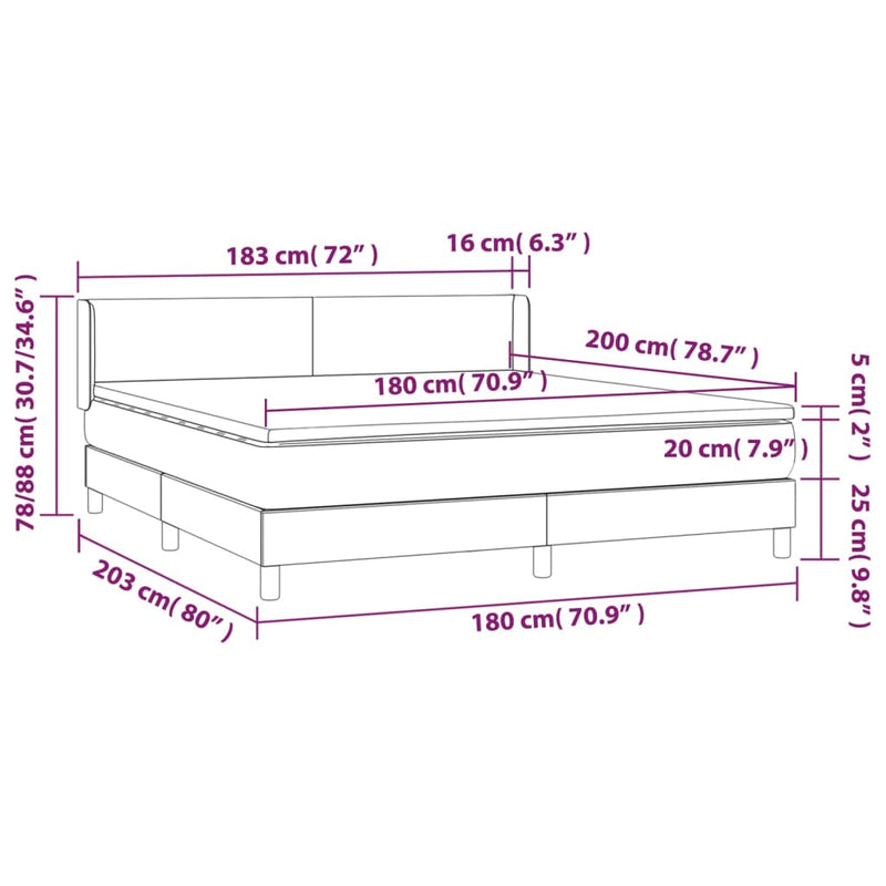 vidaXL fekete műbőr rugós ágy matraccal 180 x 200 cm